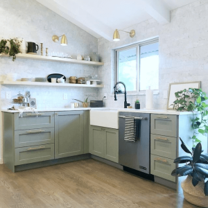 Kindred Interiors Kitchen Evergreen Fog Sherwin Williams